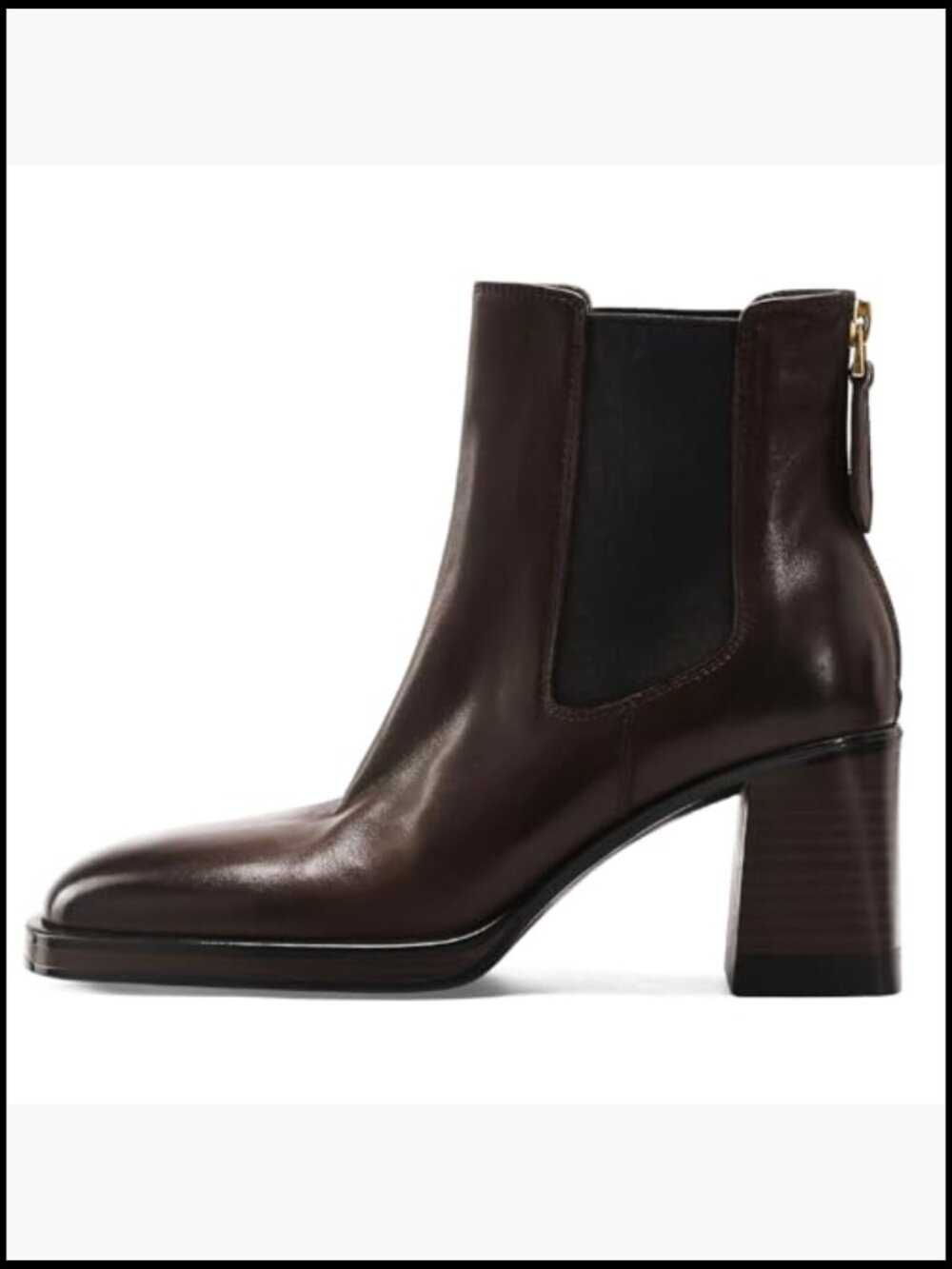 Genuine Leather Ankle Boots Chunky Heel Chelsea Zip Slip-on Fall Booties - Picture 4 of 7